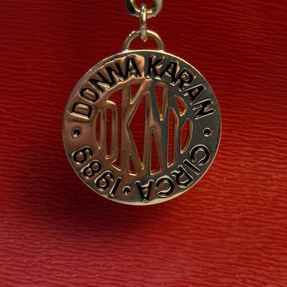 DKNY Structured Tote Shoulder Bag Womens Red Leather Logo Charm - Picture 5 of 16